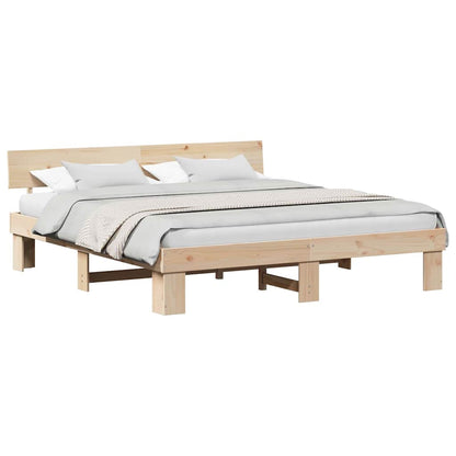 Bed Frame with Headboard Brown 180 x 200 cm Solid pine wood