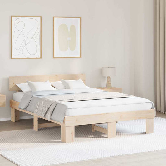 Bed Frame with Headboard Brown 160 x 200 cm Solid pine wood