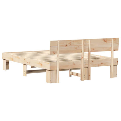 Bed Frame with Headboard Brown 160 x 200 cm Solid pine wood