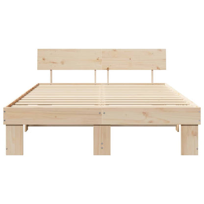 Bed Frame with Headboard Brown 160 x 200 cm Solid pine wood