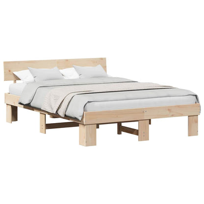 Bed Frame with Headboard Brown 160 x 200 cm Solid pine wood