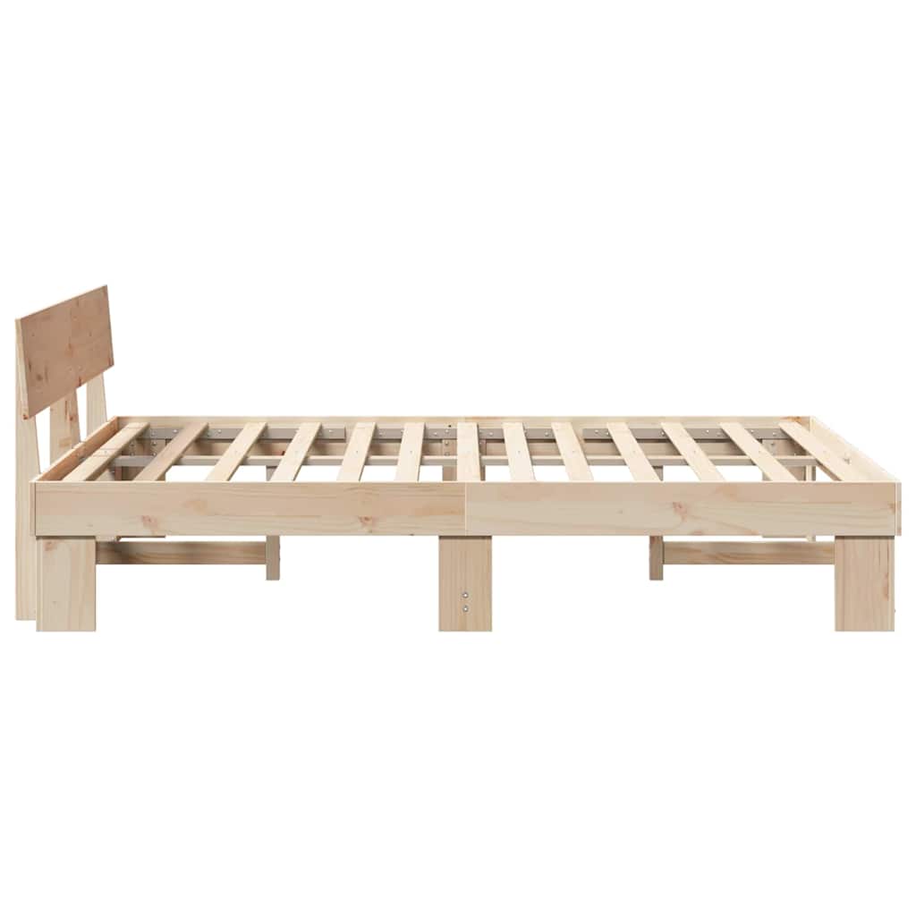 Bed Frame with Headboard Brown 150 x 200 cm Solid pine wood