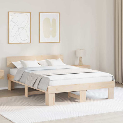 Bed Frame with Headboard Brown 140 x 200 cm Solid pine wood