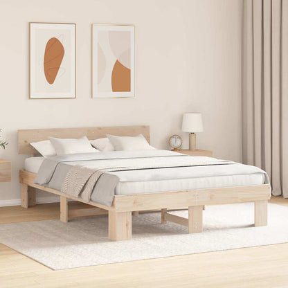 Bed Frame with Headboard Brown 140 x 200 cm Solid pine wood