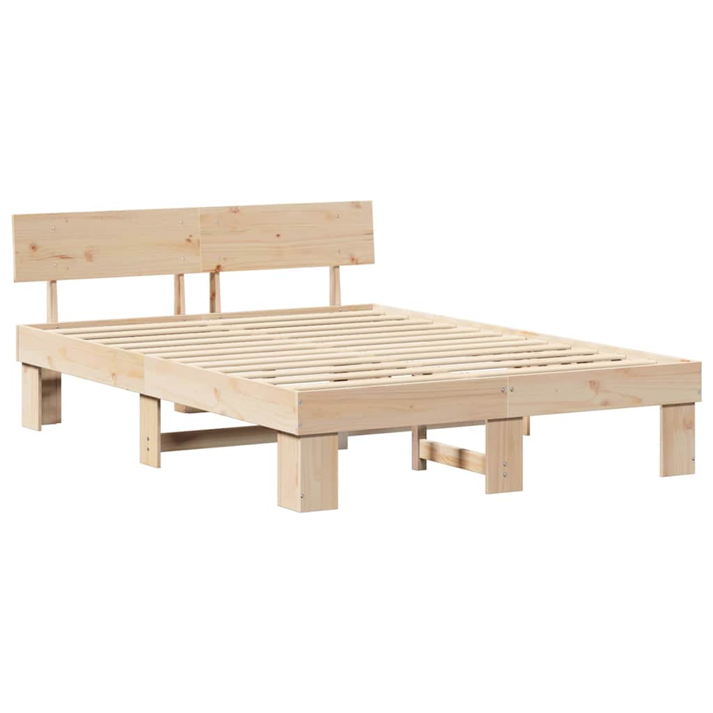 Bed Frame with Headboard Brown 140 x 200 cm Solid pine wood