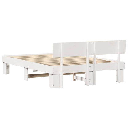 Bed Frame with Headboard White 140 x 200 cm Solid pine wood