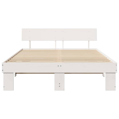 Bed Frame with Headboard White 140 x 200 cm Solid pine wood