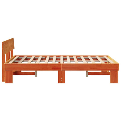 Bed Frame with Headboard Wax brown 120 x 200 cm Solid pine wood
