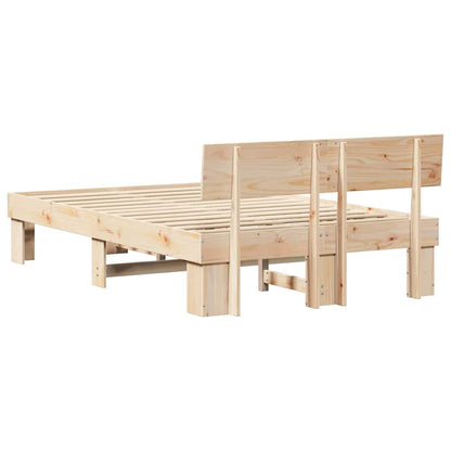 Bed Frame with Headboard Brown 140 x 190 cm Solid pine wood
