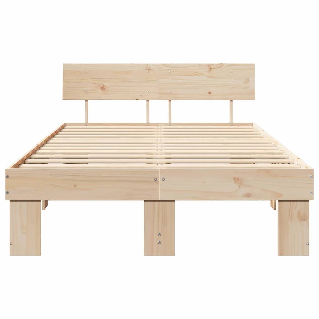 Bed Frame with Headboard Brown 140 x 190 cm Solid pine wood