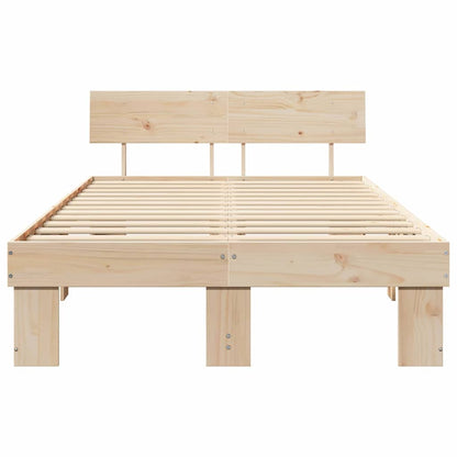 Bed Frame with Headboard Brown 140 x 190 cm Solid pine wood