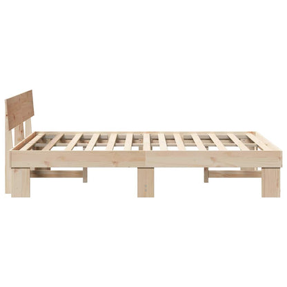 Bed Frame with Headboard Brown 135 x 190 cm Solid pine wood
