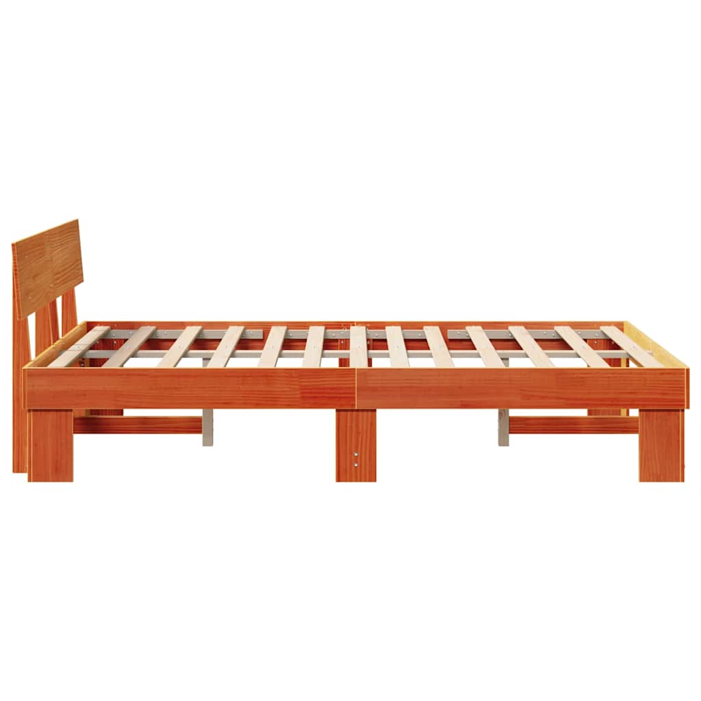 Bed Frame with Headboard Wax brown 120 x 190 cm Solid pine wood