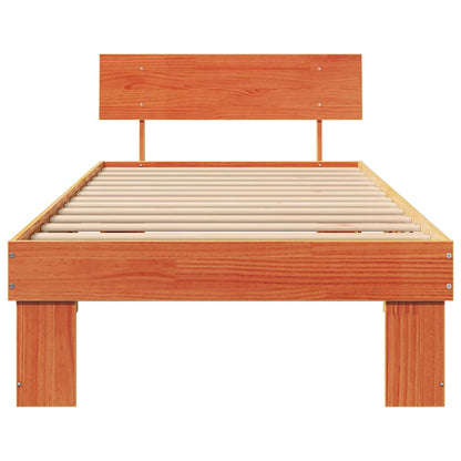 Bed Frame with Headboard Wax brown 100 x 200 cm Solid pine wood