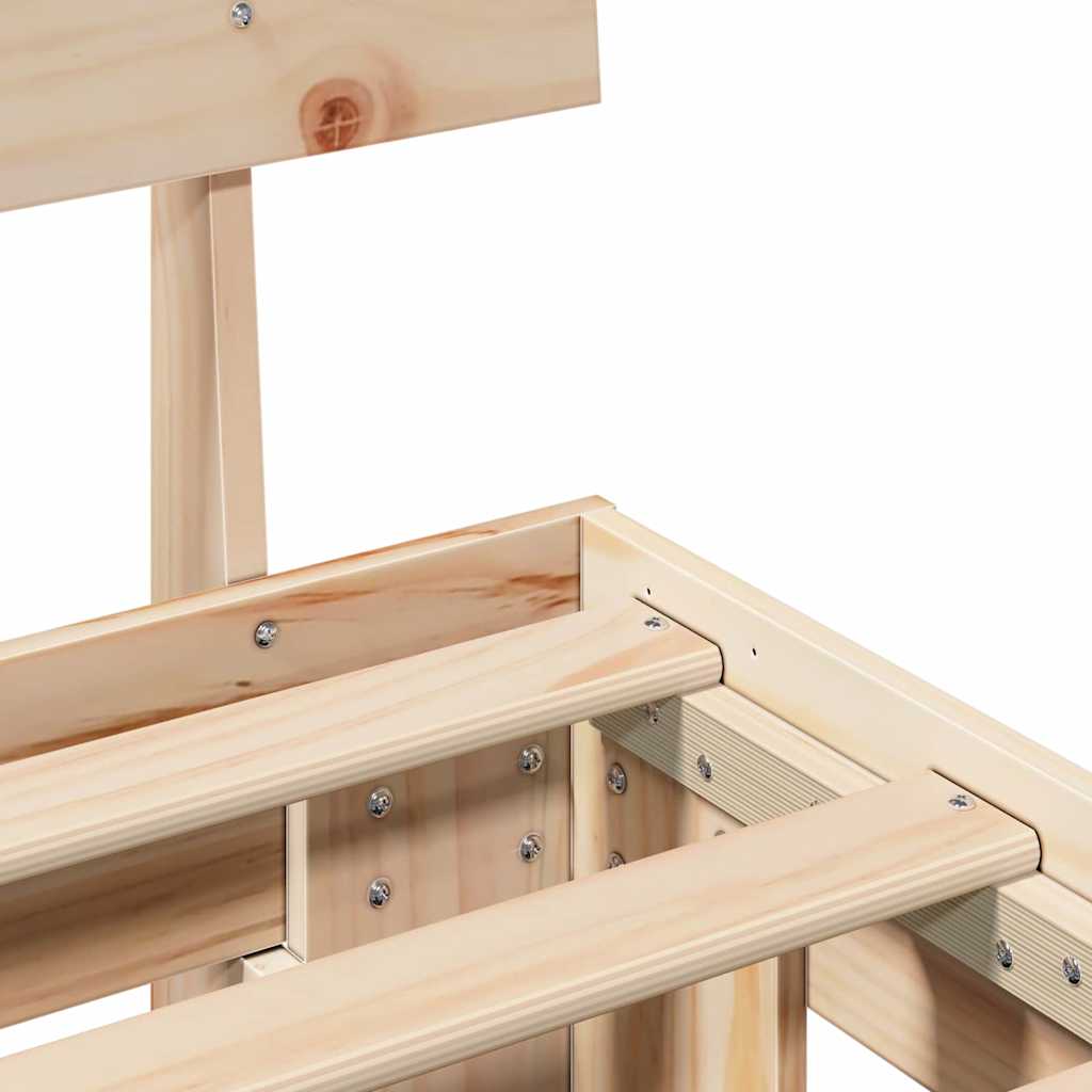 Bed Frame with Headboard Brown 90 x 200 cm Solid pine wood