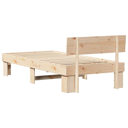 Bed Frame with Headboard Brown 90 x 200 cm Solid pine wood