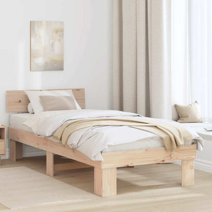 Bed Frame with Headboard Brown 75 x 190 cm Solid pine wood