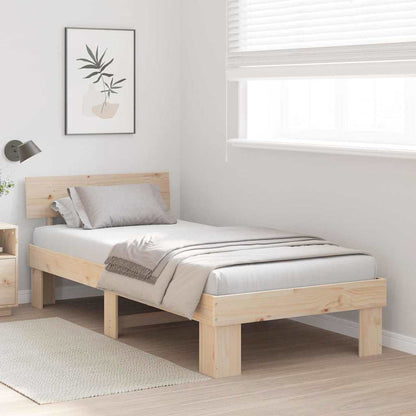 Bed Frame with Headboard Brown 75 x 190 cm Solid pine wood