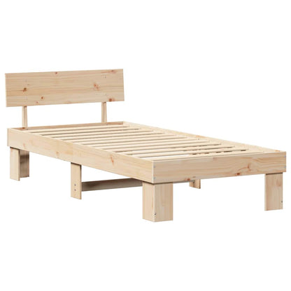 Bed Frame with Headboard Brown 75 x 190 cm Solid pine wood