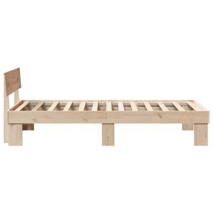 Bed Frame with Headboard Brown 75 x 190 cm Solid pine wood