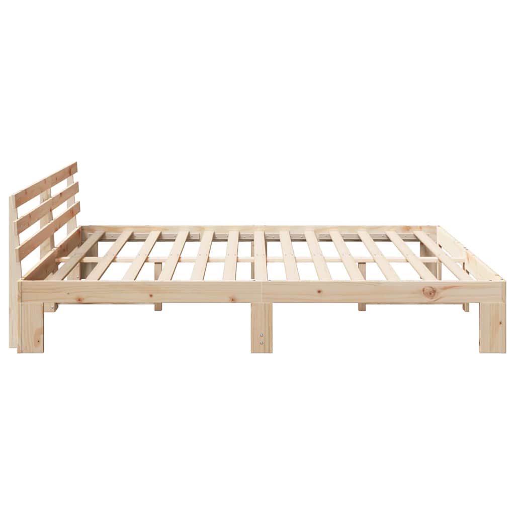 Bed Frame with Headboard Brown 200 x 200 cm Solid Pine wood