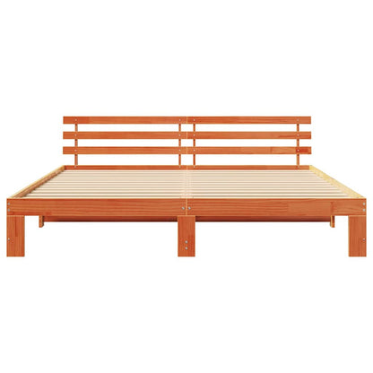 Bed Frame with Headboard Brown 200 x 200 cm Solid Pine wood