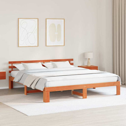 Bed Frame with Headboard Brown 180 x 200 cm Solid Pine wood