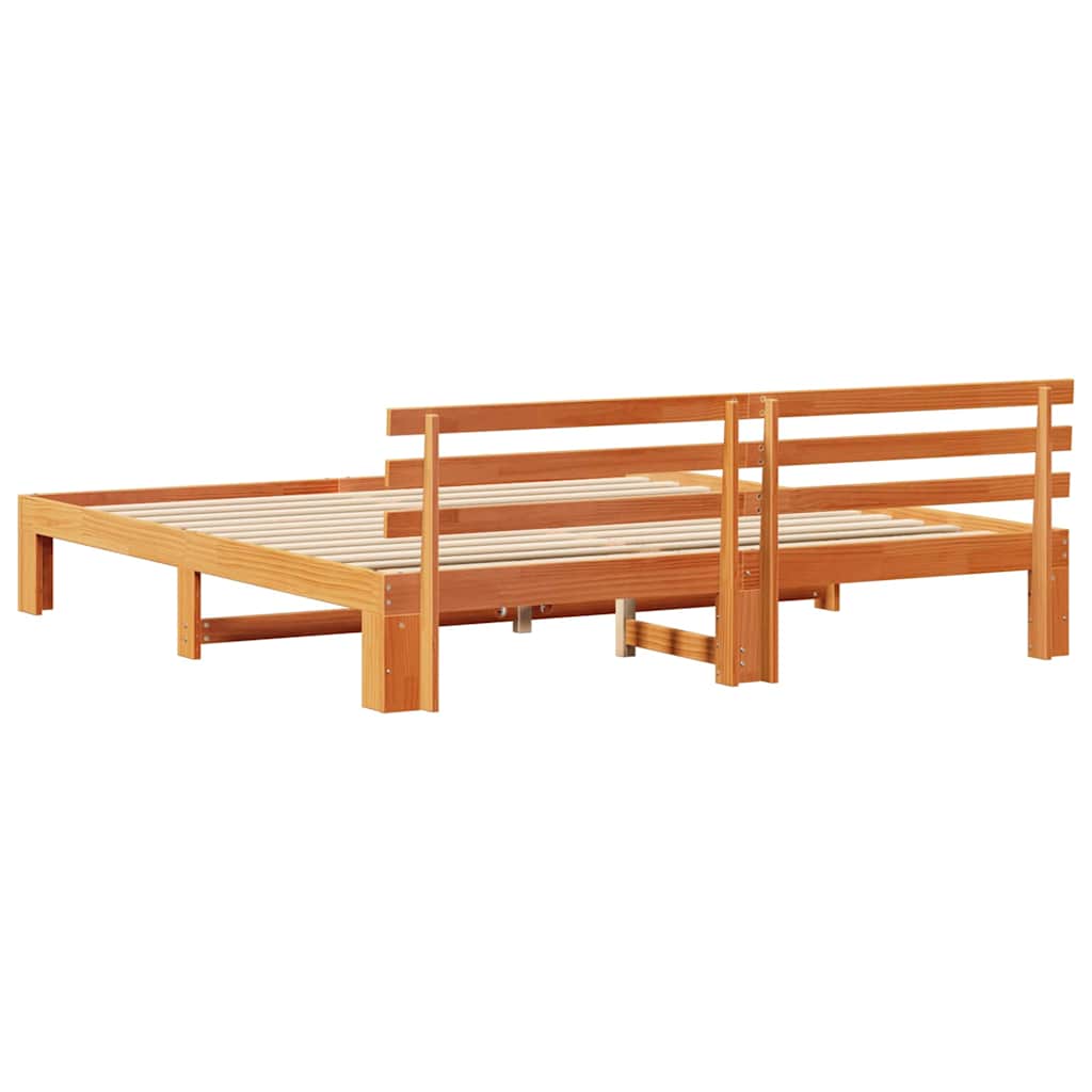Bed Frame with Headboard Brown 180 x 200 cm Solid Pine wood