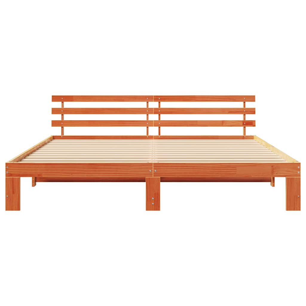Bed Frame with Headboard Brown 180 x 200 cm Solid Pine wood
