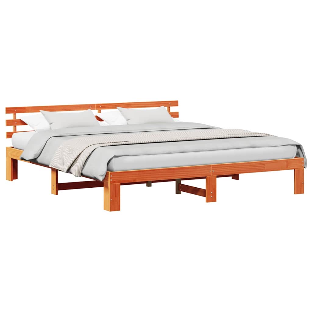Bed Frame with Headboard Brown 180 x 200 cm Solid Pine wood