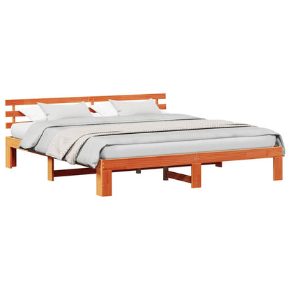 Bed Frame with Headboard Brown 180 x 200 cm Solid Pine wood