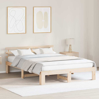 Bed Frame with Headboard Brown 150 x 200 cm Solid Pine wood