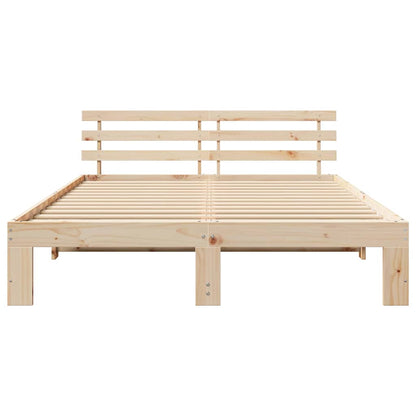 Bed Frame with Headboard Brown 150 x 200 cm Solid Pine wood