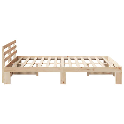Bed Frame with Headboard Brown 150 x 200 cm Solid Pine wood