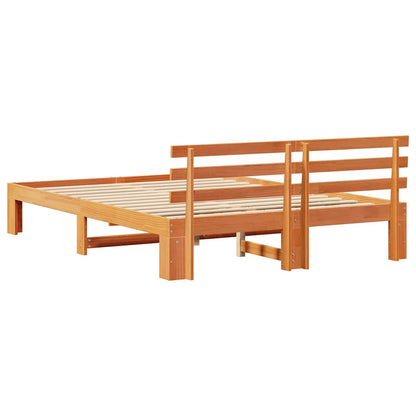 Bed Frame with Headboard Brown 150 x 200 cm Solid Pine wood