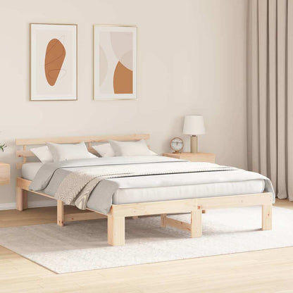 Bed Frame with Headboard Brown 140 x 200 cm Solid Pine wood