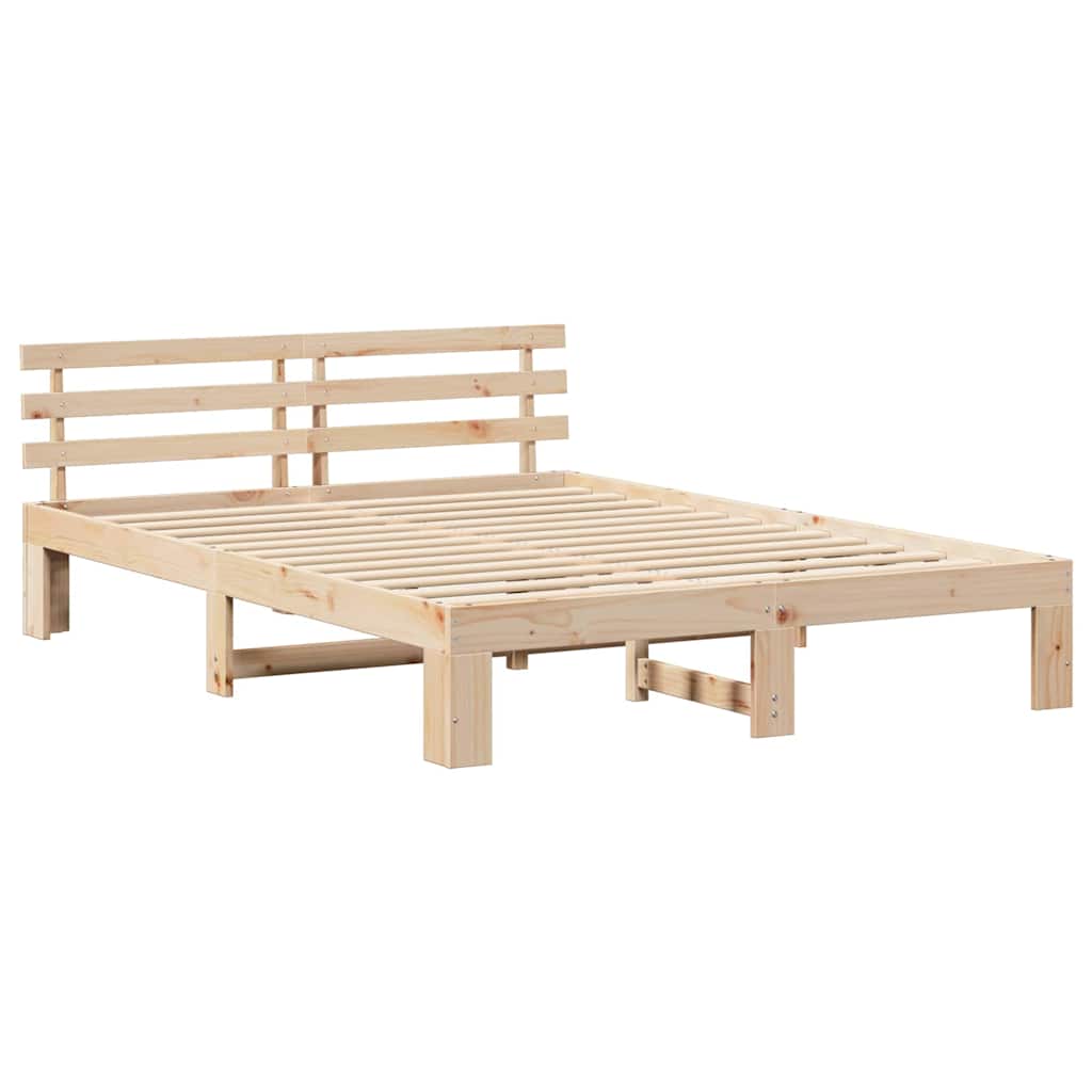 Bed Frame with Headboard Brown 140 x 200 cm Solid Pine wood