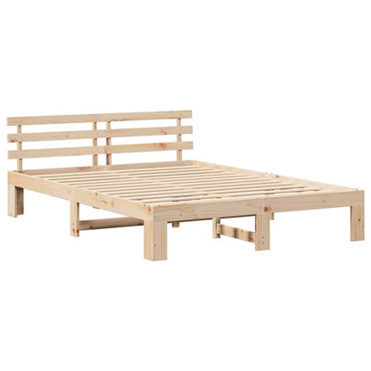 Bed Frame with Headboard Brown 140 x 200 cm Solid Pine wood