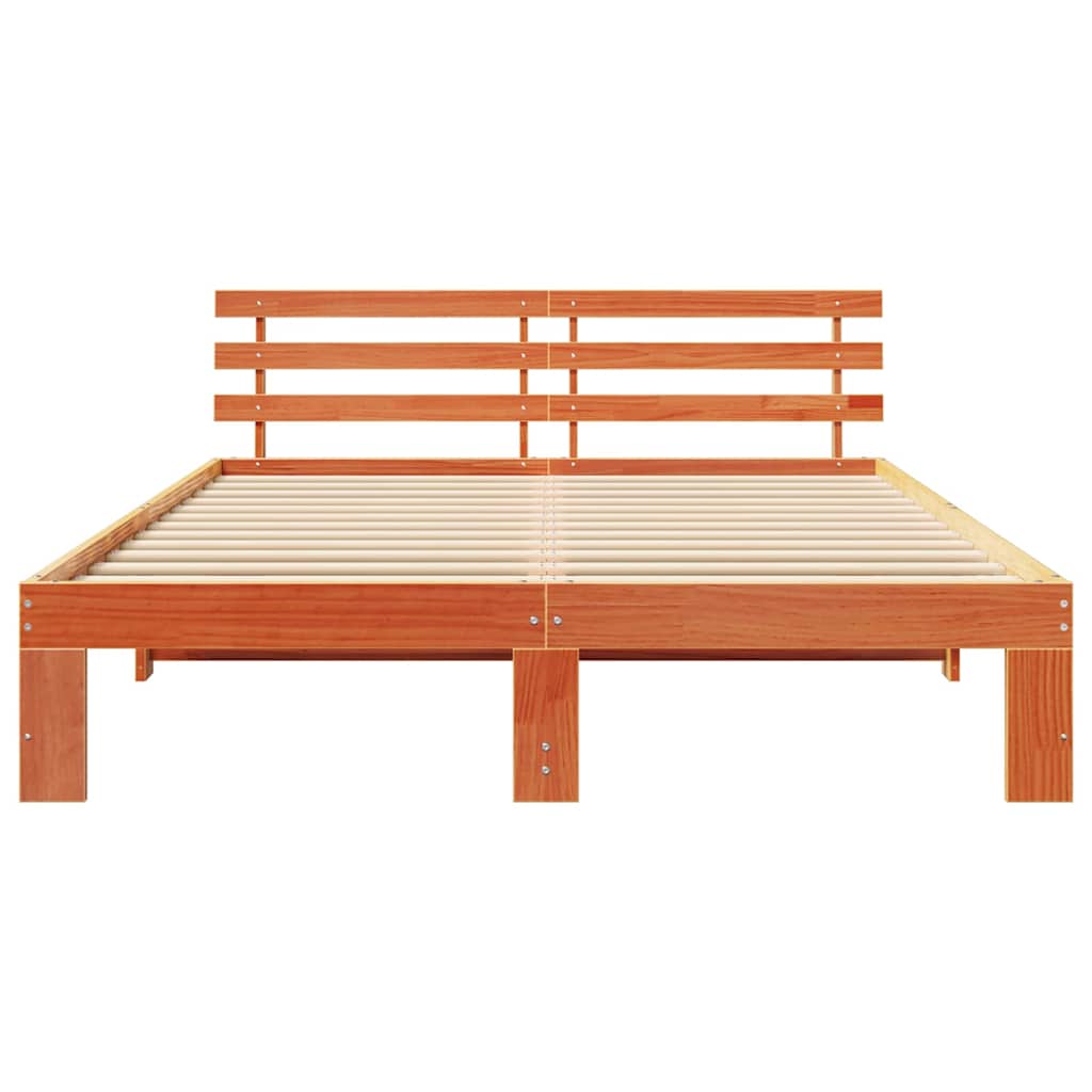 Bed Frame with Headboard Brown 140 x 200 cm Solid Pine wood