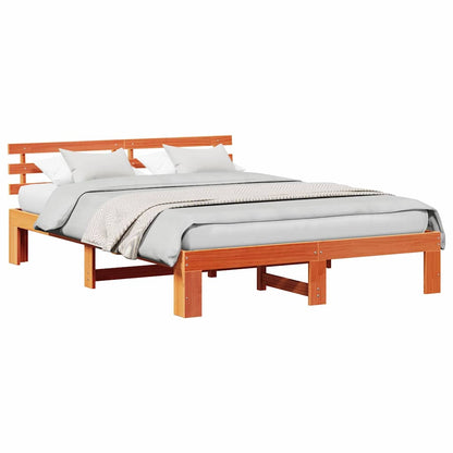 Bed Frame with Headboard Brown 140 x 200 cm Solid Pine wood