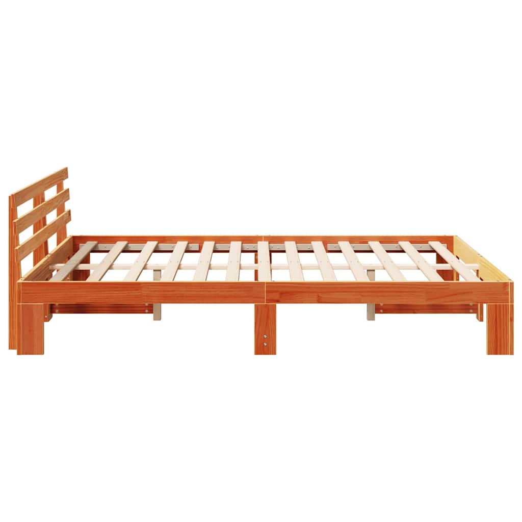 Bed Frame with Headboard Brown 140 x 200 cm Solid Pine wood