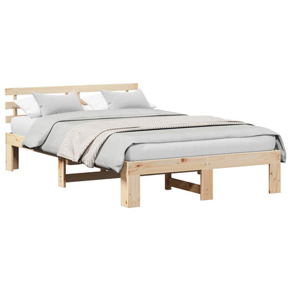 Bed Frame with Headboard Cream 140 x 190 cm Solid Pine wood