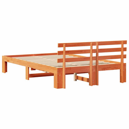 Bed Frame with Headboard Brown 140 x 190 cm Solid Pine wood
