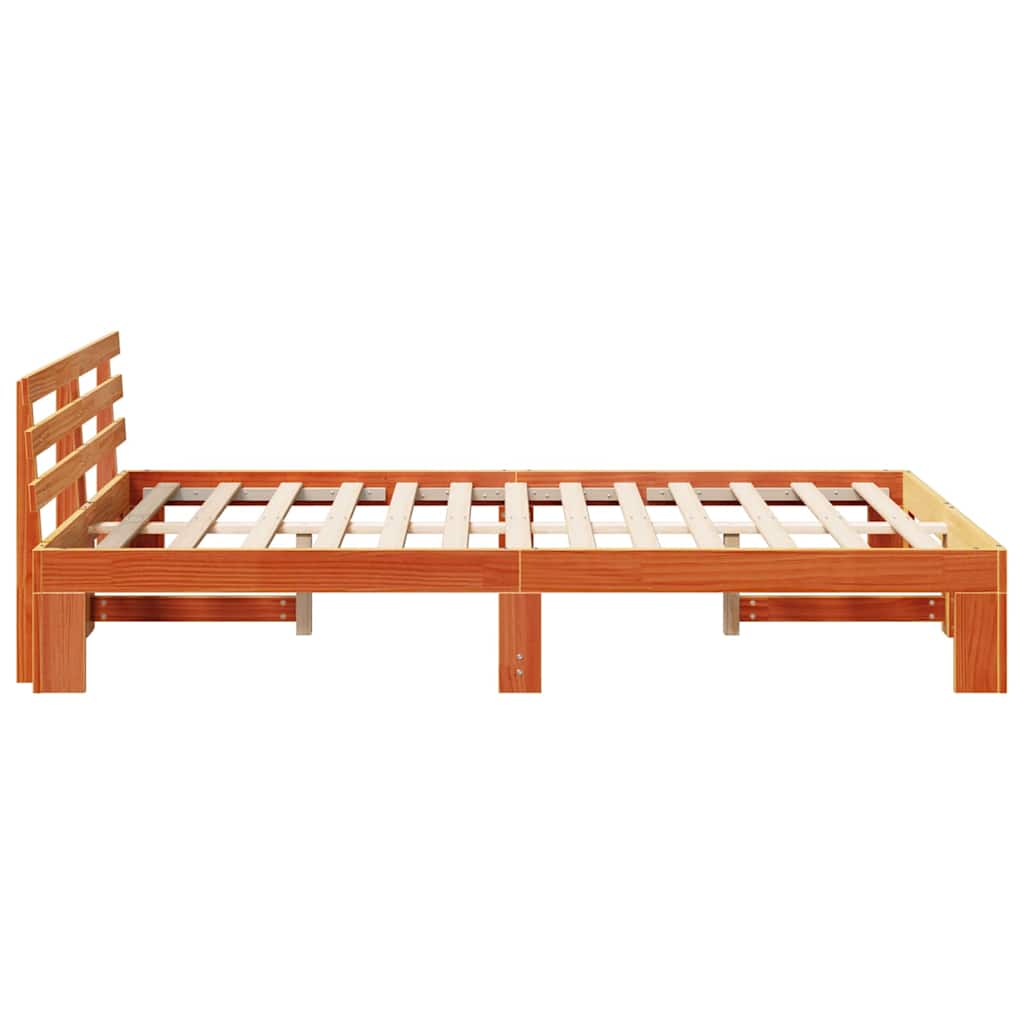 Bed Frame with Headboard Brown 140 x 190 cm Solid Pine wood