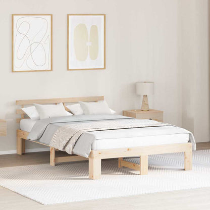 Bed Frame with Headboard Brown 135 x 190 cm Solid Pine wood