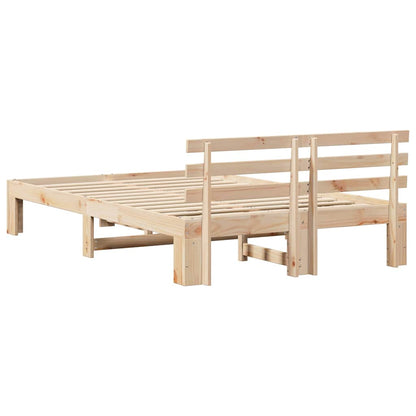 Bed Frame with Headboard Brown 135 x 190 cm Solid Pine wood