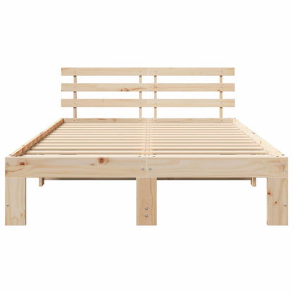 Bed Frame with Headboard Brown 135 x 190 cm Solid Pine wood