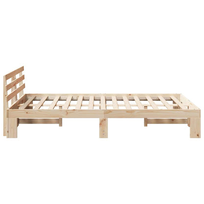 Bed Frame with Headboard Brown 135 x 190 cm Solid Pine wood