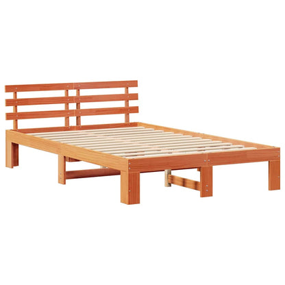 Bed Frame with Headboard Brown 135 x 190 cm Solid Pine wood