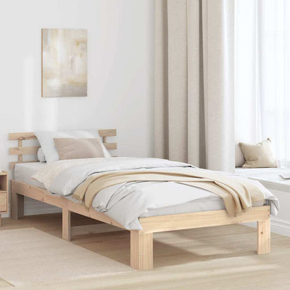Bed Frame with Headboard Brown 90 x 200 cm Solid Pine wood
